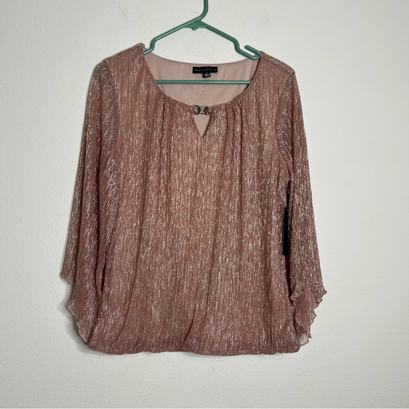 Sara Michelle Tops - Sara Michelle Women blouse  Long Sleeve Sparkle Rose Gold  Size L